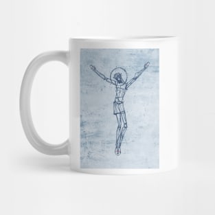 Jesus Christ at the Cross ink illustration Mug